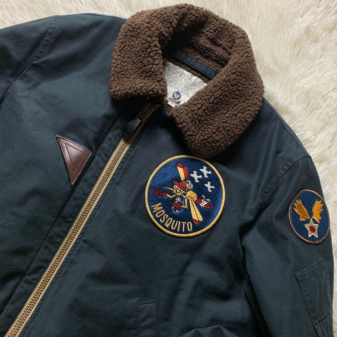 美品■アヴィレックス フライトジャケット B-15A 襟ボア ワッペン L