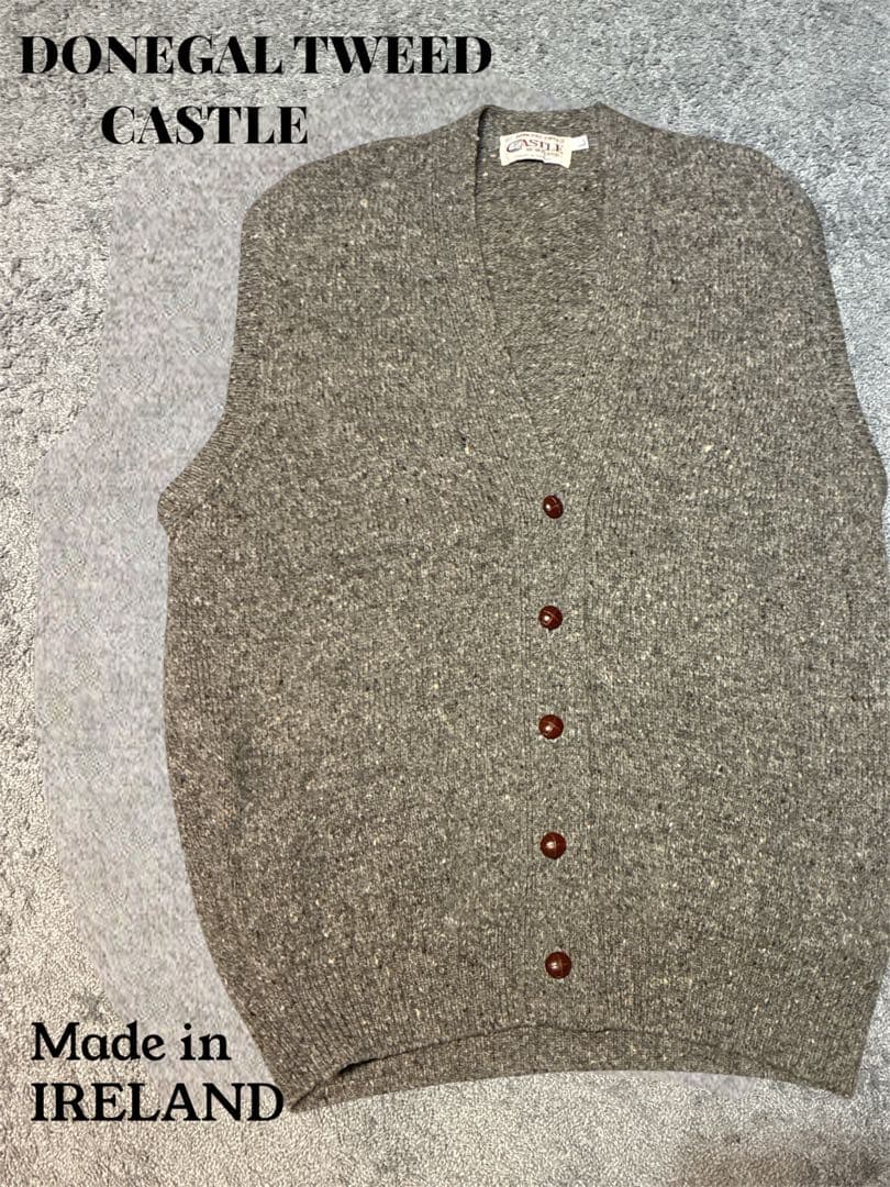 アイルランド製 CASTLE DONEGAL TWEED ウールベスト L 古着