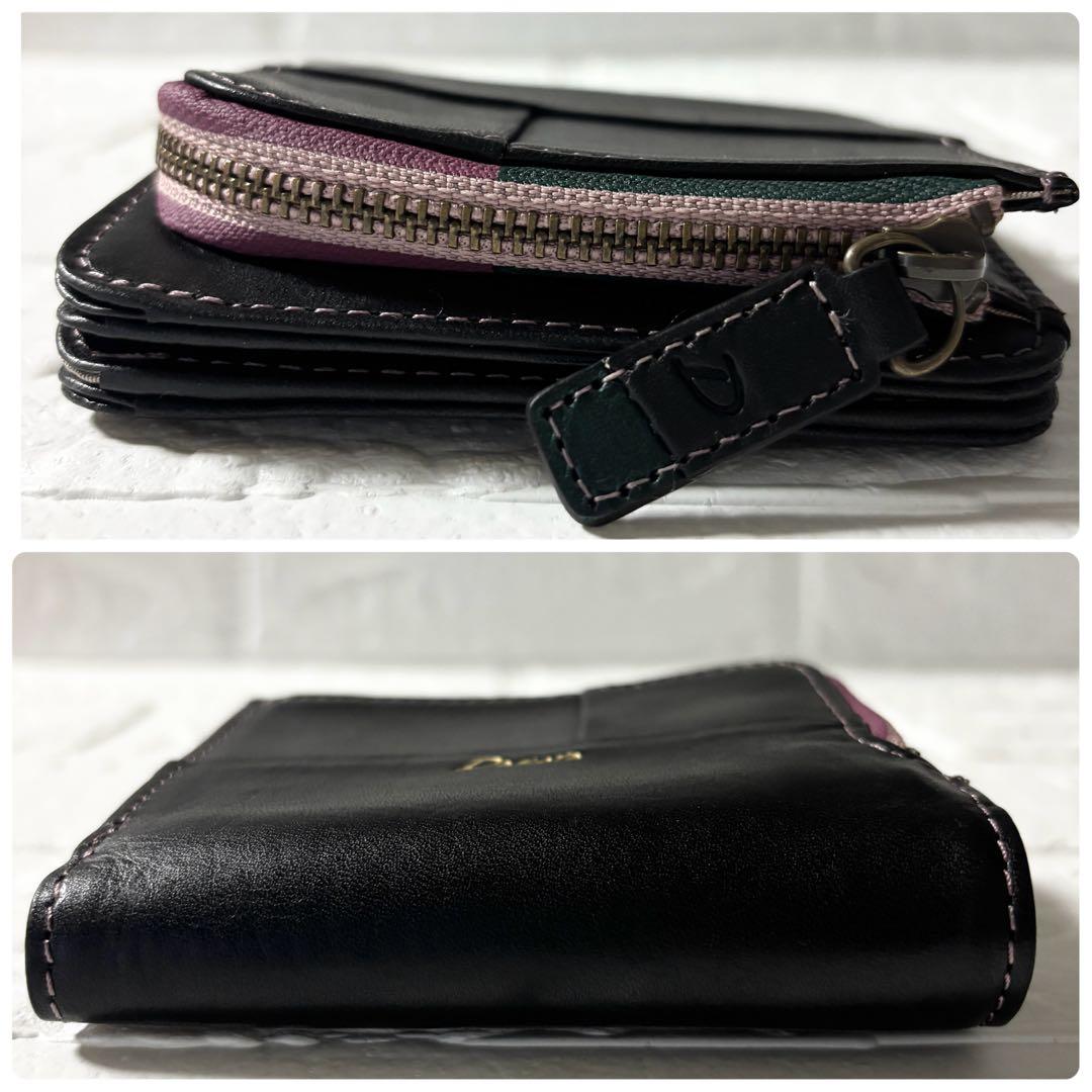 【未使用】 ダコタ レザー L字ファスナー 二つ折り財布 ブロッコ　ブラック