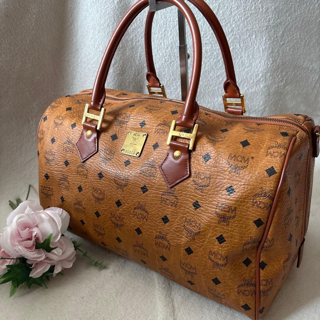 美品✨MCM 大容量 ボストンバッグ ブラウン　モノグラム