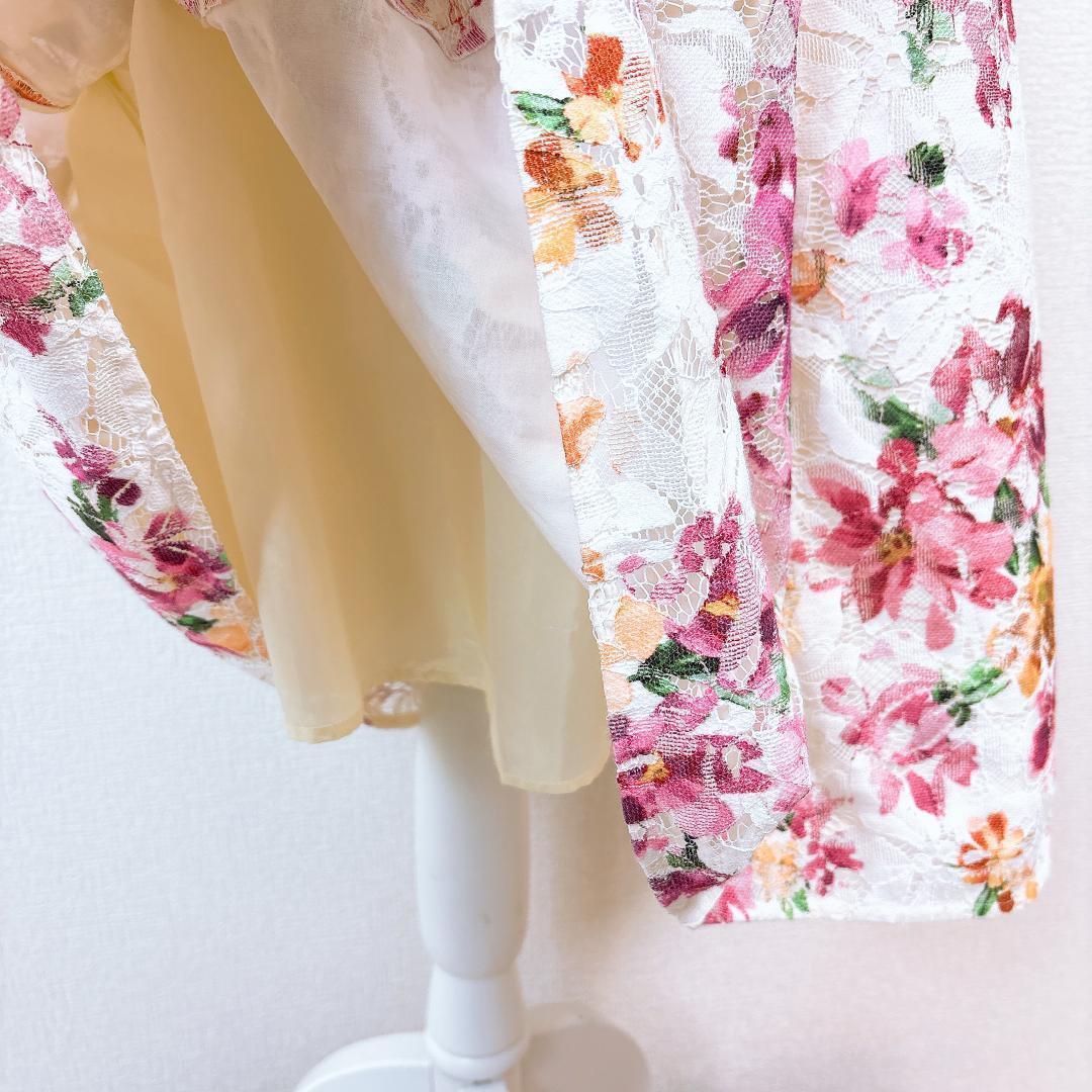 【美品】トッカ TOCCA ノースリーブ ワンピース 6 花柄 ホワイト ピンク