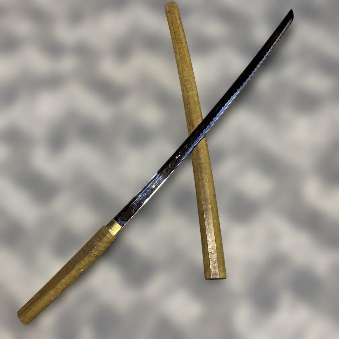 激安模造刀 白木鞘大刀 互の目乱れ刃文