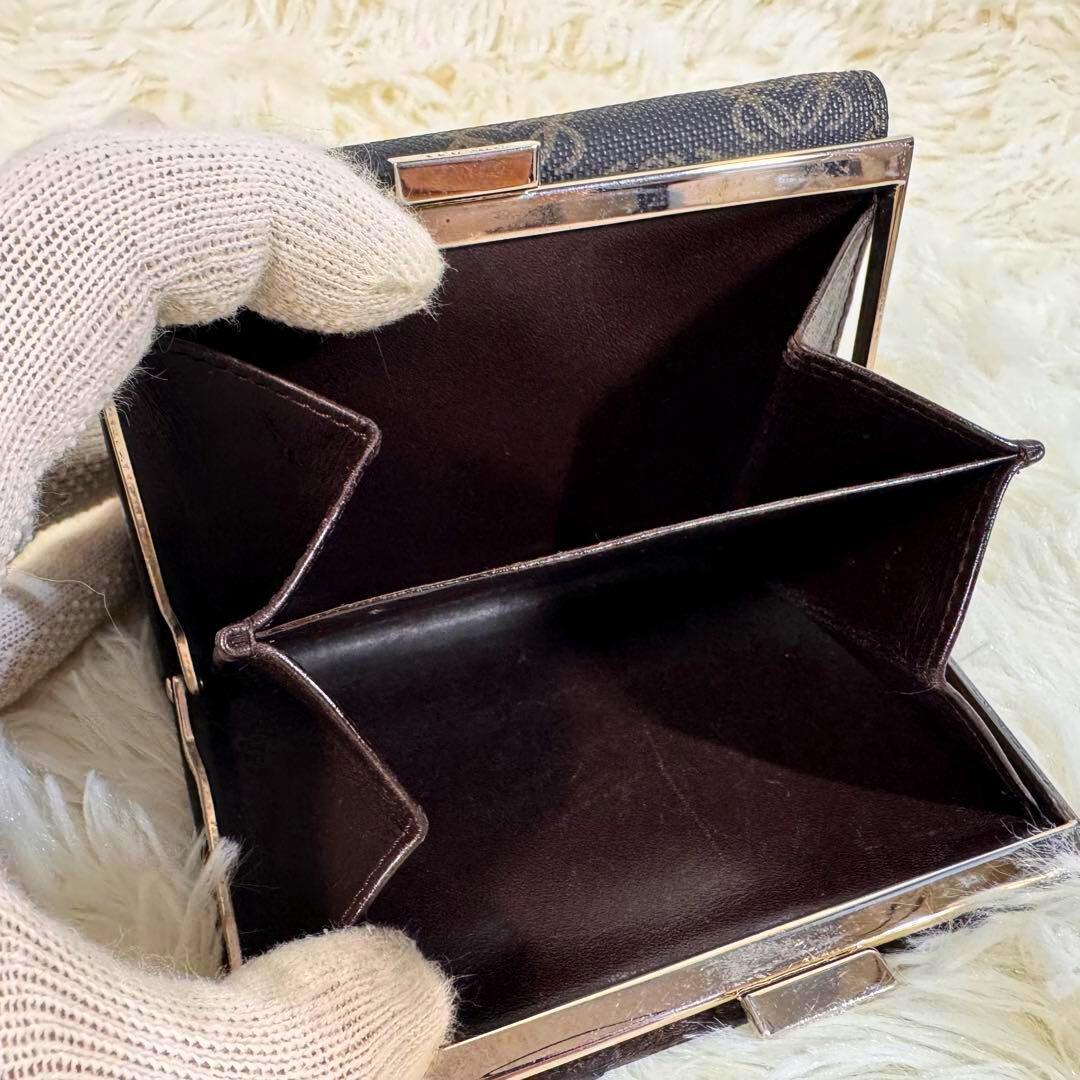 ロエベ　LOEWE 折財布　アナグラム　ネイビー　PVC レザー　がま口　ロゴ