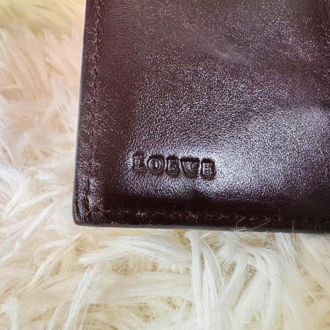 ロエベ　LOEWE 折財布　アナグラム　ネイビー　PVC レザー　がま口　ロゴ