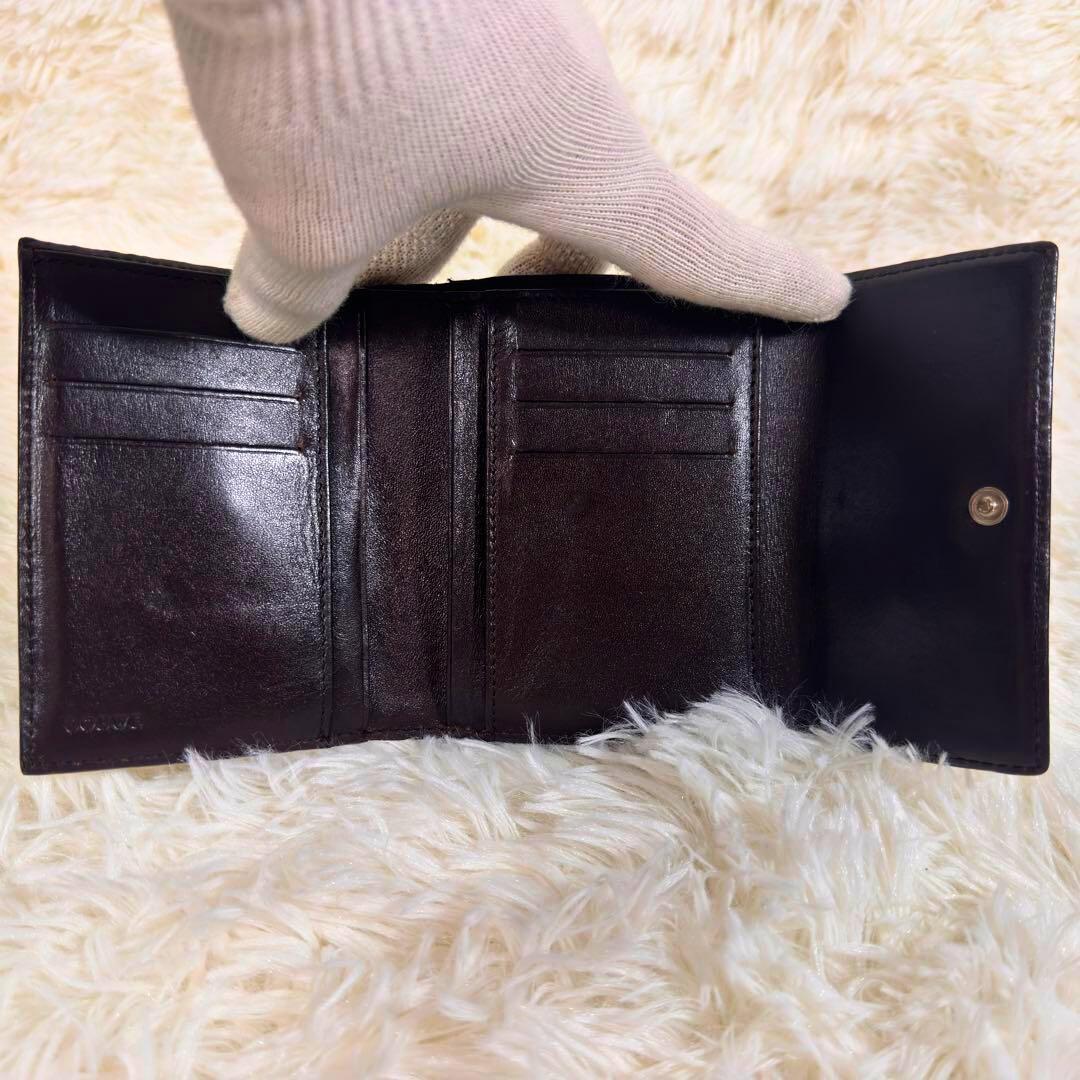 ロエベ　LOEWE 折財布　アナグラム　ネイビー　PVC レザー　がま口　ロゴ