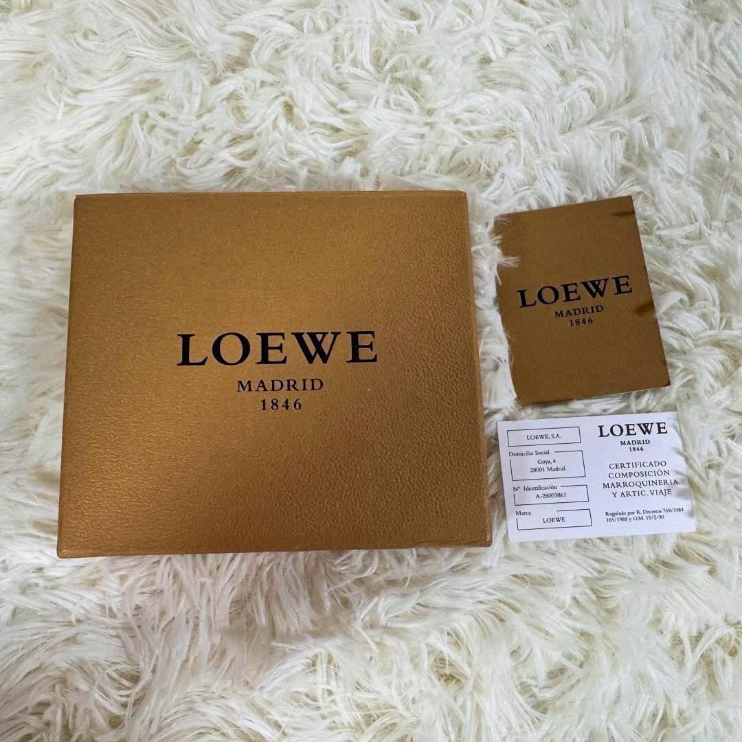 ロエベ　LOEWE 折財布　アナグラム　ネイビー　PVC レザー　がま口　ロゴ