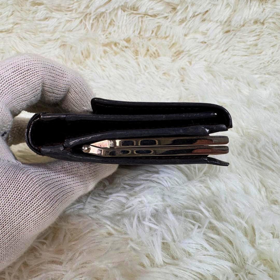 ロエベ　LOEWE 折財布　アナグラム　ネイビー　PVC レザー　がま口　ロゴ