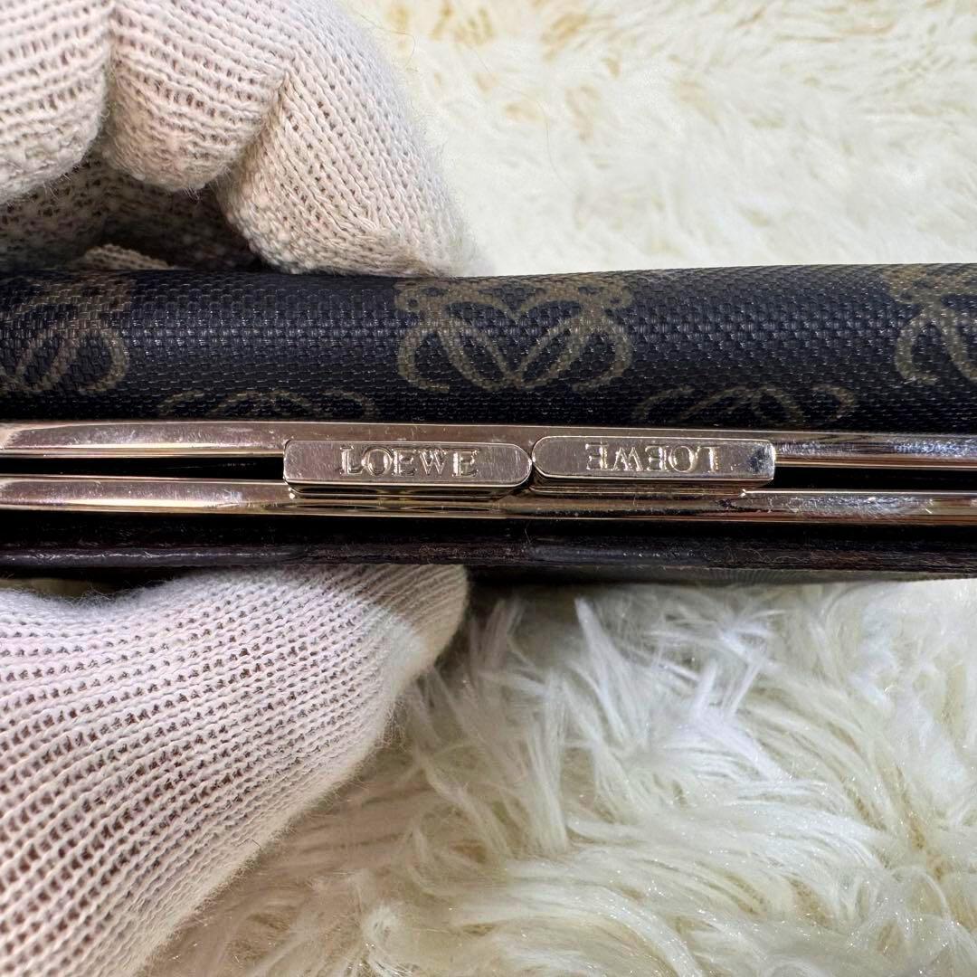 ロエベ　LOEWE 折財布　アナグラム　ネイビー　PVC レザー　がま口　ロゴ
