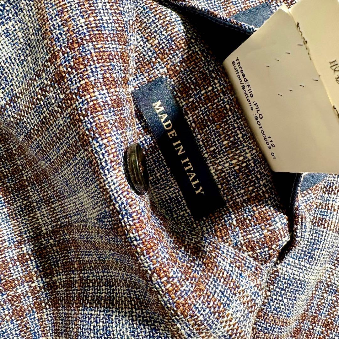 【美品】LARDINI テーラードジャケット　44 チェック　ウール　シルク