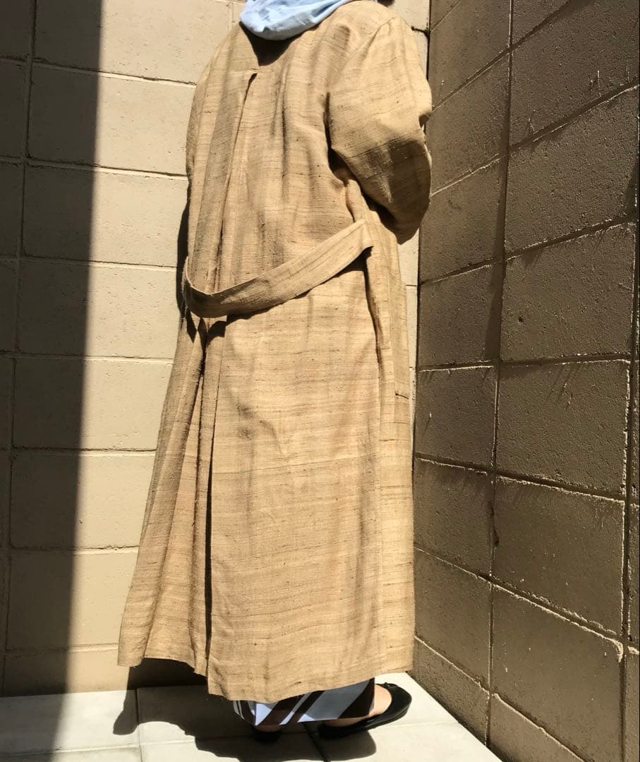 vintage used シルク　ベージュ ロングコート