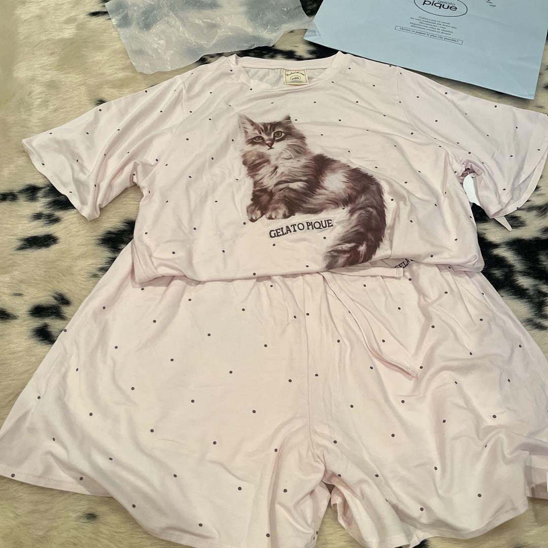 (gelato pique) CATドット柄 Tシャツ＆ショートパンツセット