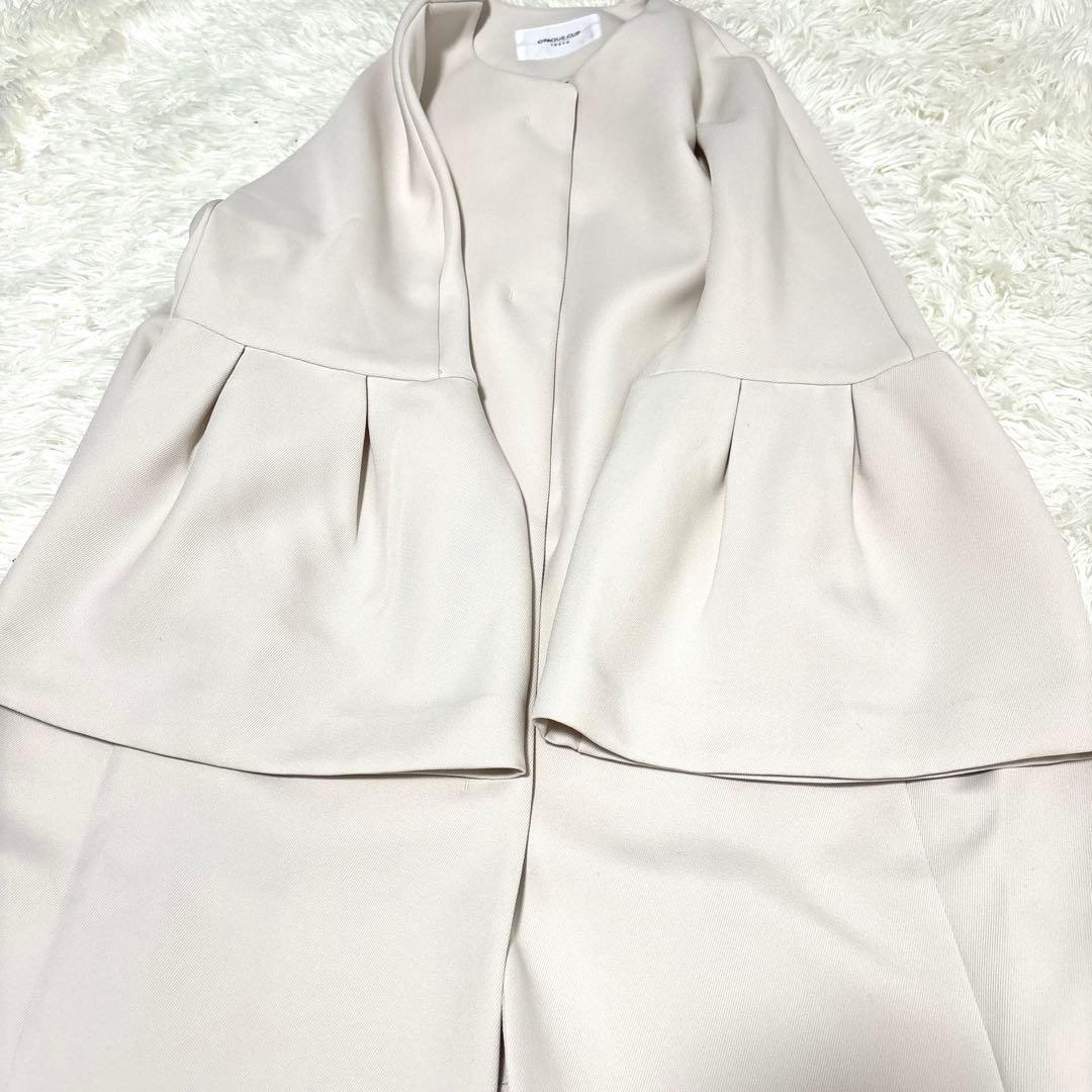 【美品】OPAQUE.CLIPフレアスリーブミドルコート 白 L洗える 春コート