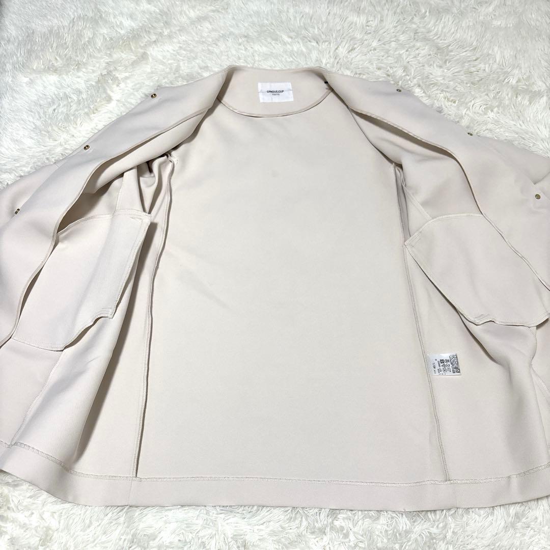 【美品】OPAQUE.CLIPフレアスリーブミドルコート 白 L洗える 春コート
