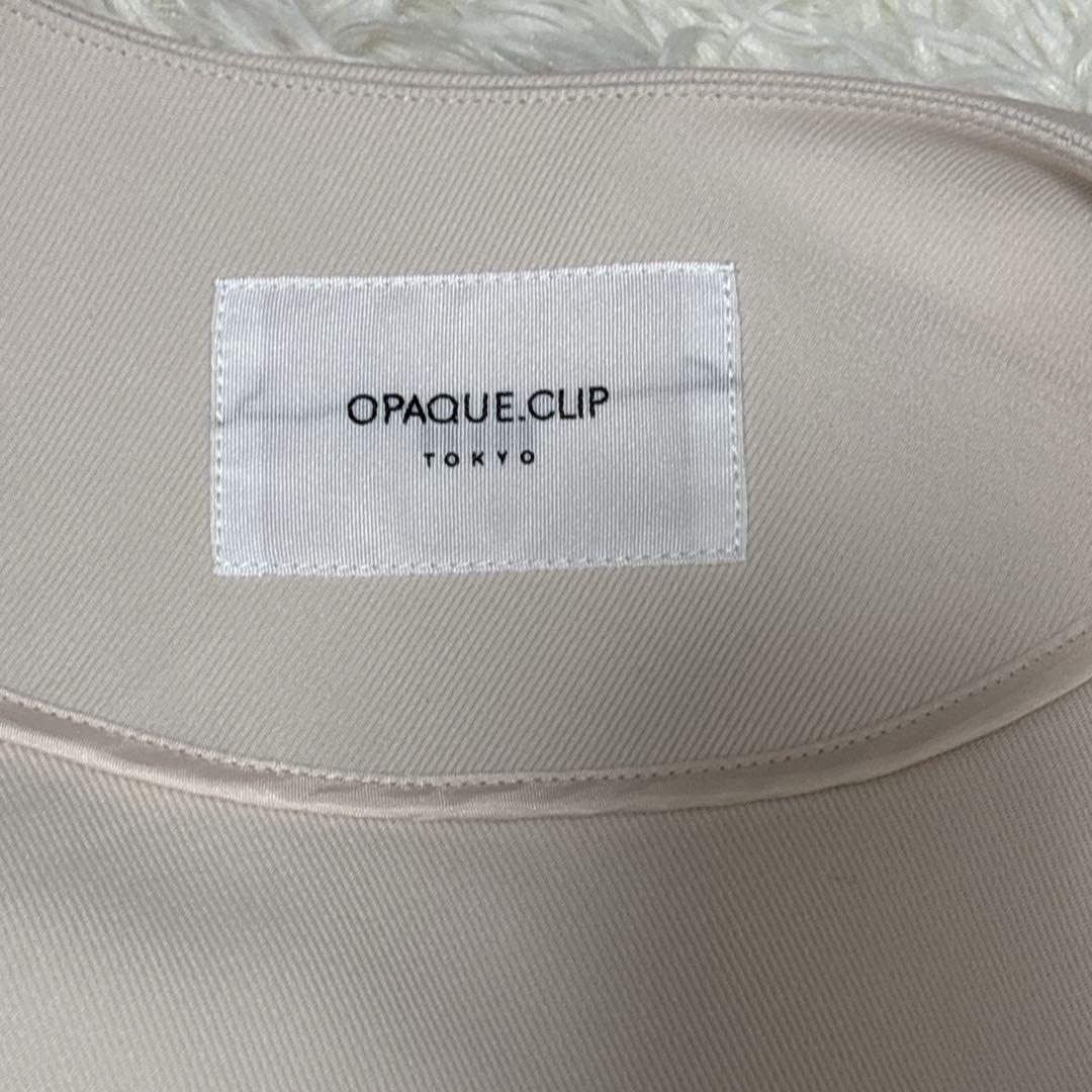 【美品】OPAQUE.CLIPフレアスリーブミドルコート 白 L洗える 春コート