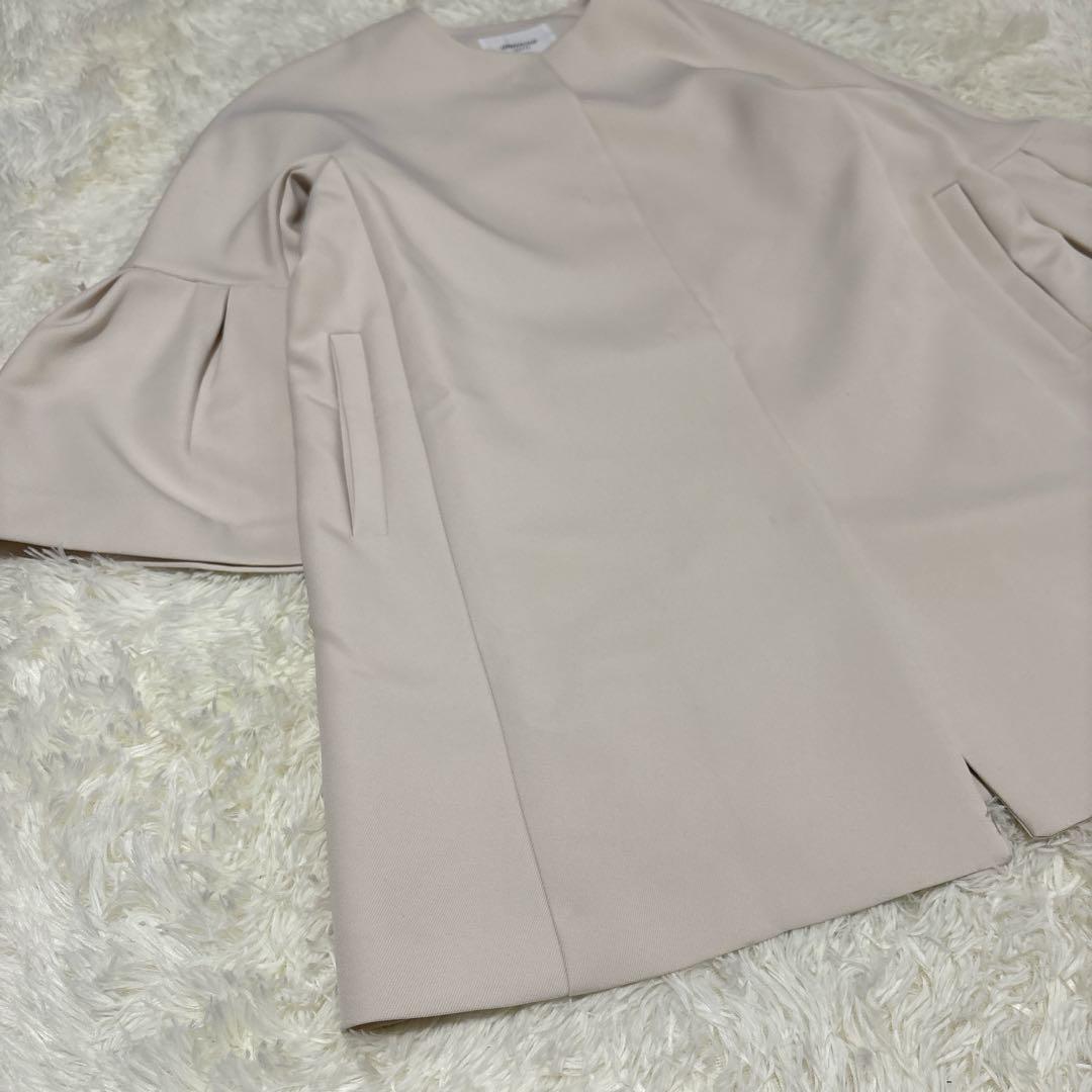【美品】OPAQUE.CLIPフレアスリーブミドルコート 白 L洗える 春コート