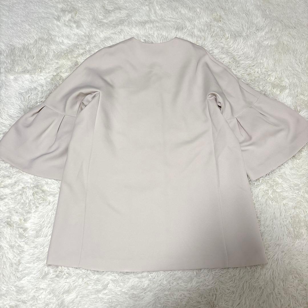 【美品】OPAQUE.CLIPフレアスリーブミドルコート 白 L洗える 春コート