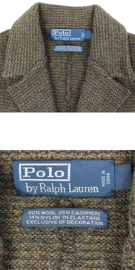 ラルフローレン ツイードジャケット メンズ カシミア混 M オリーブ 新品