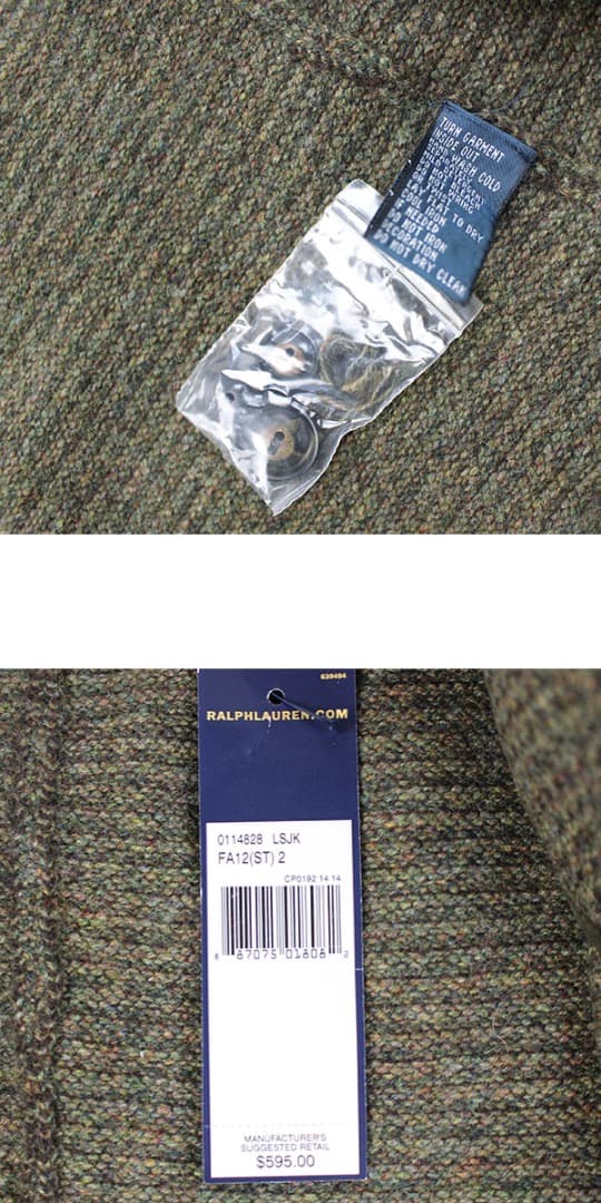 ラルフローレン ツイードジャケット メンズ カシミア混 M オリーブ 新品