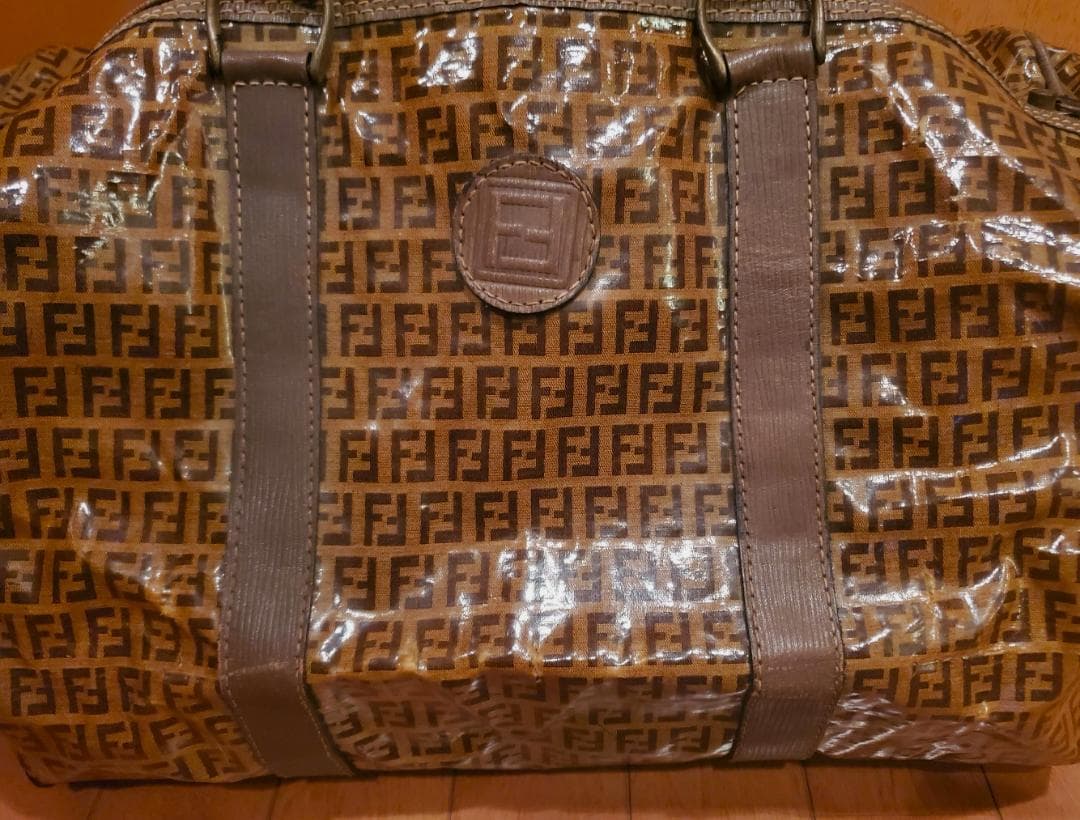 ヴィンテージ FENDI フェンディ ズッカ柄 ボ4ストンバッグ PVC レザー