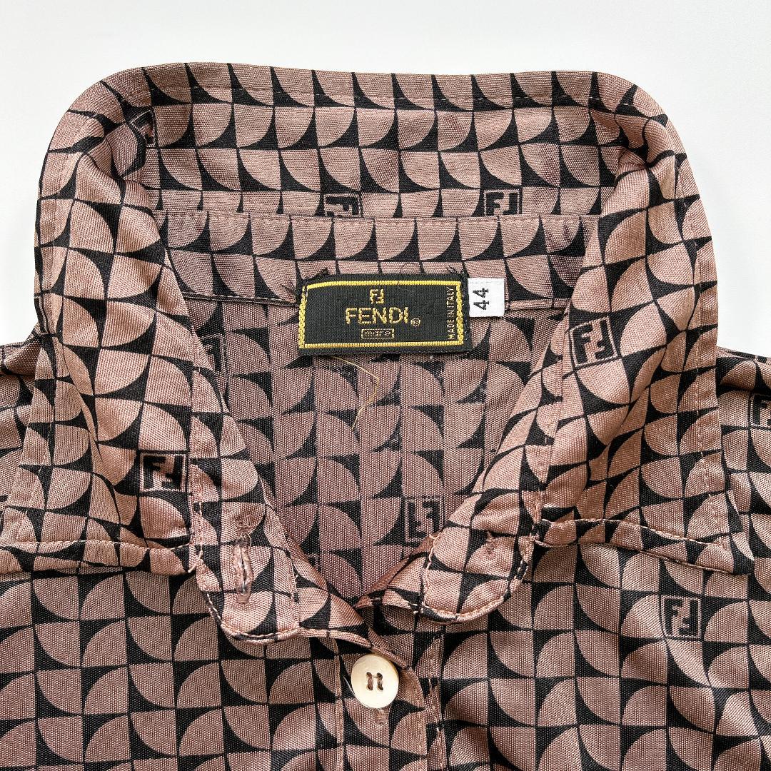 FENDI 半袖 カットソー ポロシャツ ストレッチ 総ロゴ 44 L