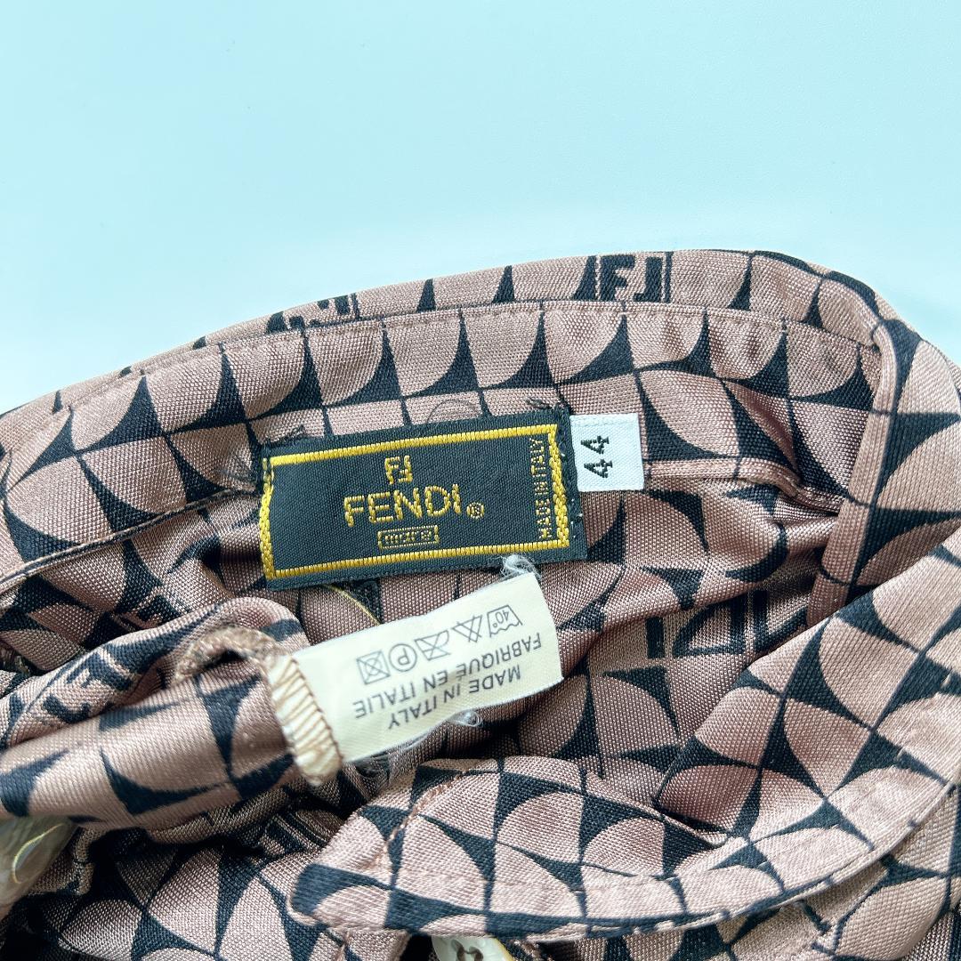 FENDI 半袖 カットソー ポロシャツ ストレッチ 総ロゴ 44 L