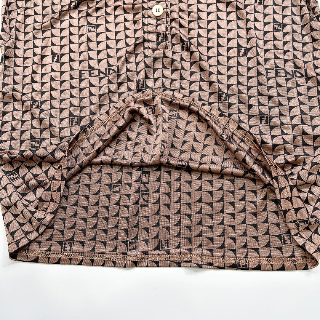 FENDI 半袖 カットソー ポロシャツ ストレッチ 総ロゴ 44 L