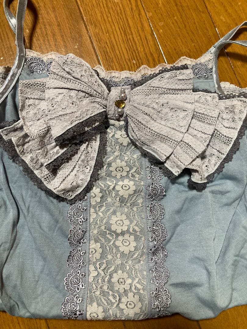 axes femme♡ビッグリボンキャミソール♡サックス♡
