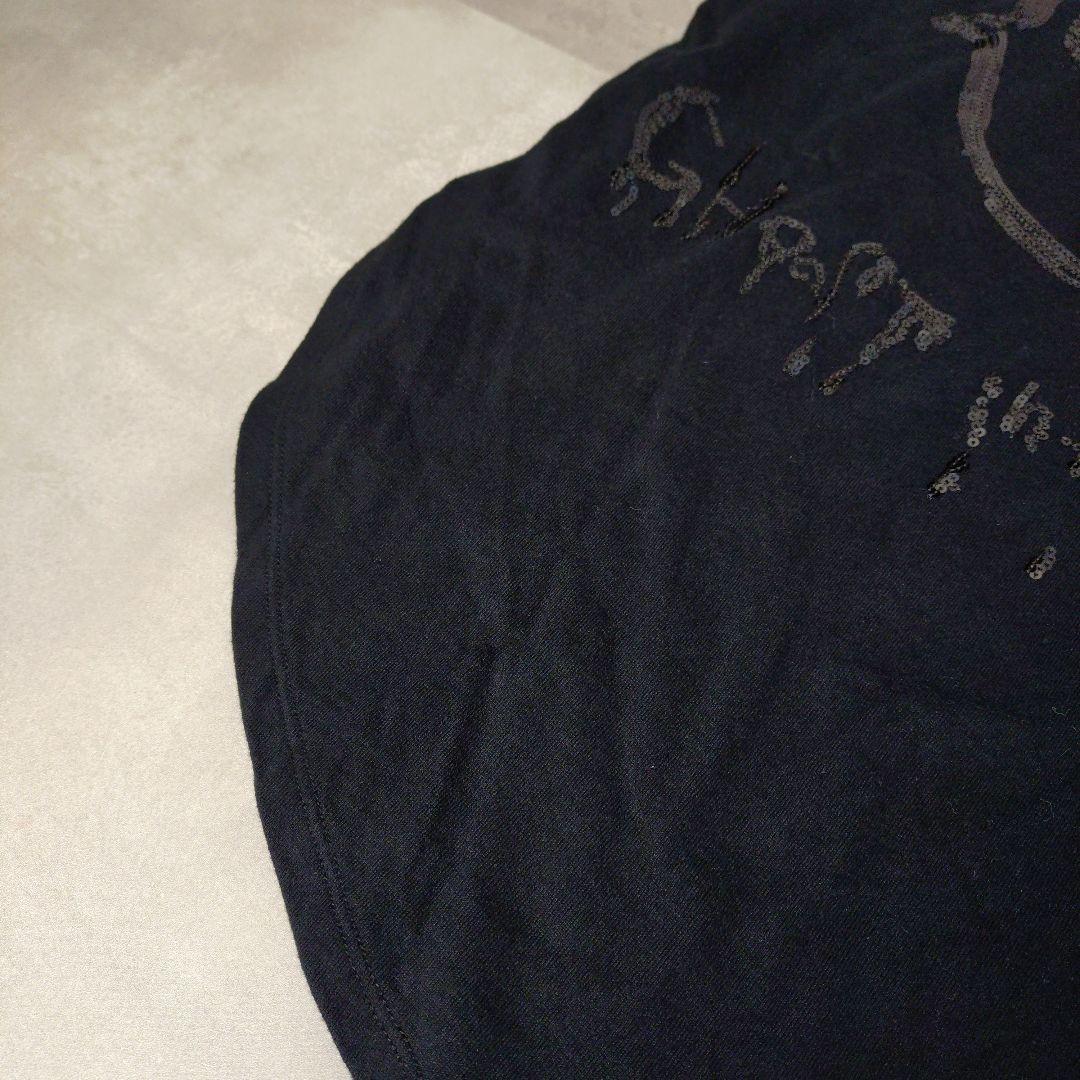 イッセイミヤケ Tシャツ カットソー スパンコール オバケ ブラック 黒