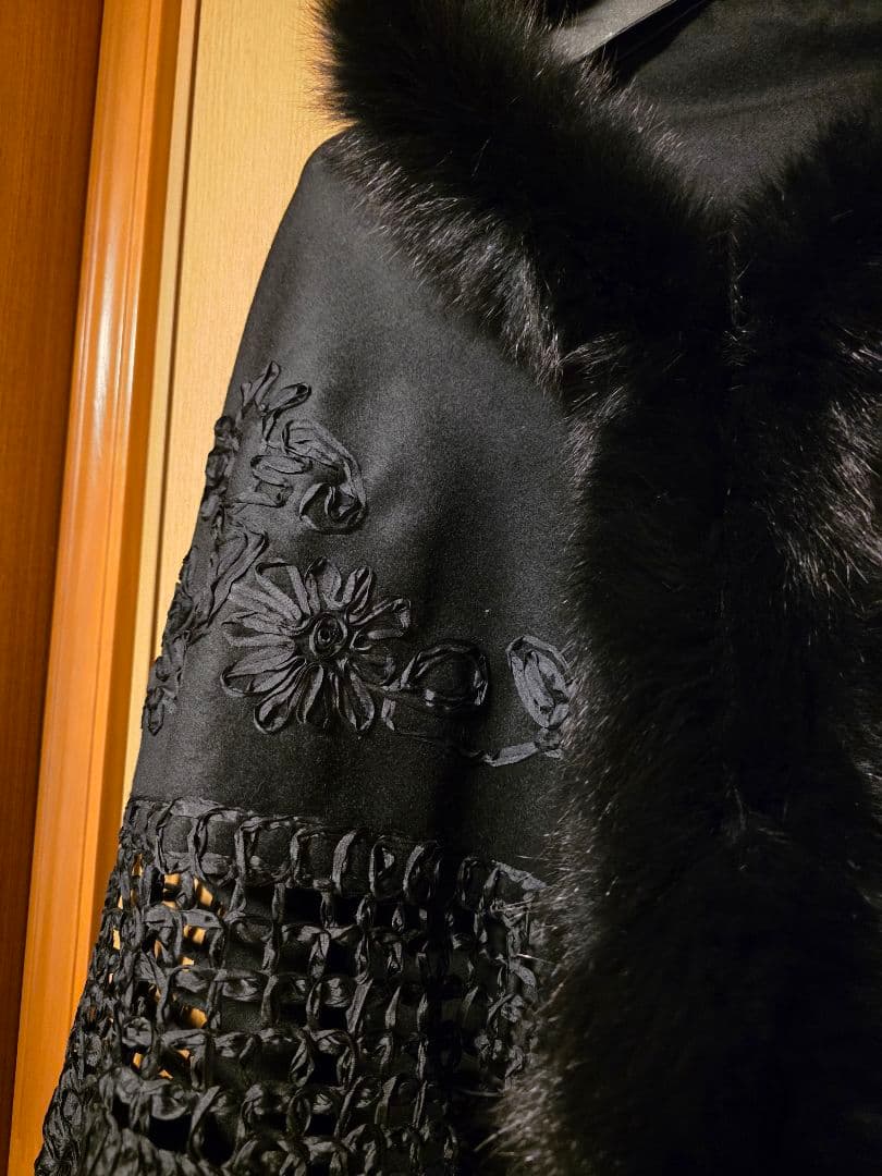 美品　ストール　ショール　カシミヤ100% 黒　ブラック 和装　洋装　お値下不可
