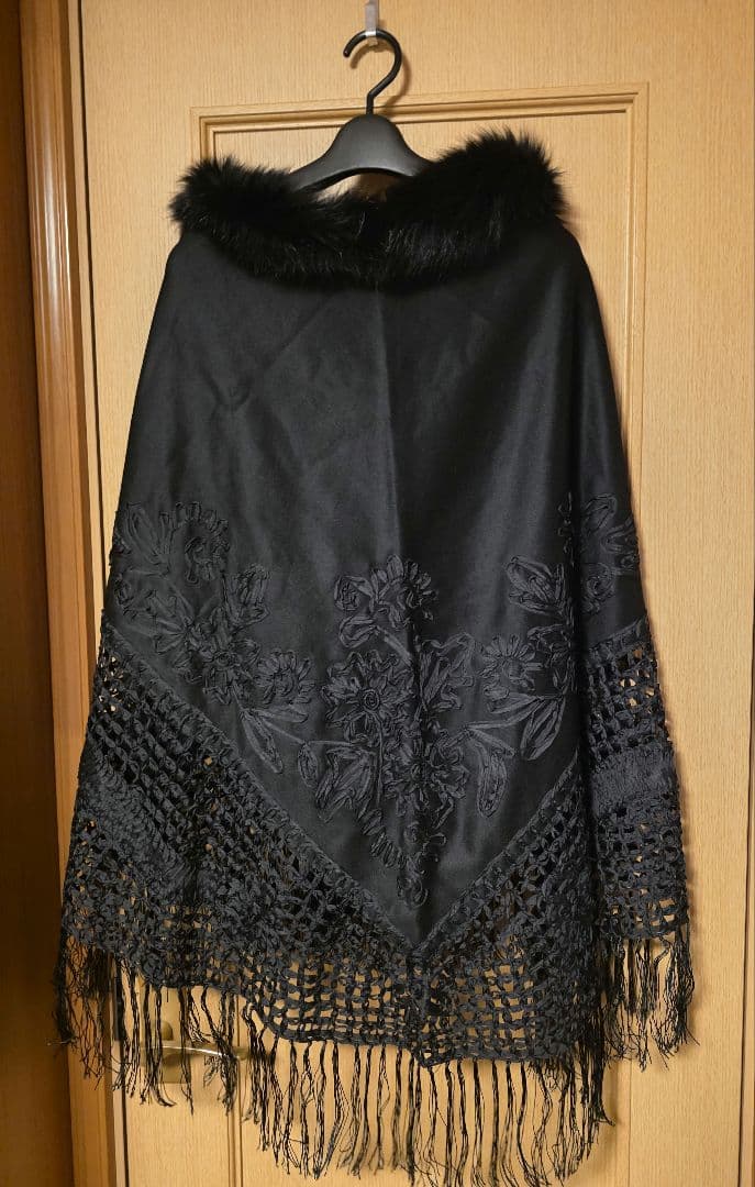 美品　ストール　ショール　カシミヤ100% 黒　ブラック 和装　洋装　お値下不可