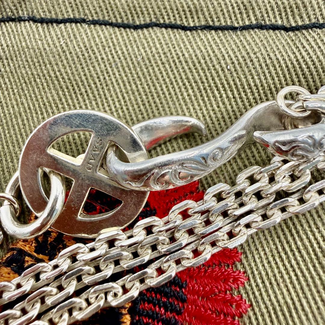 美品　SAAD シルバーフック、ホイール細角ロングチェーン　62センチ