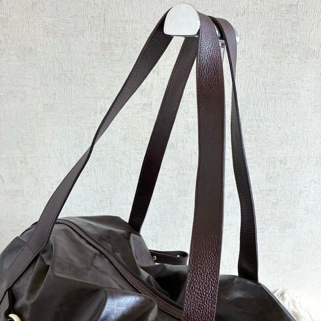 【美品 大容量】ゲラルディーニ　ボストンバッグ　ソフティ　茶　本革　ナイロン
