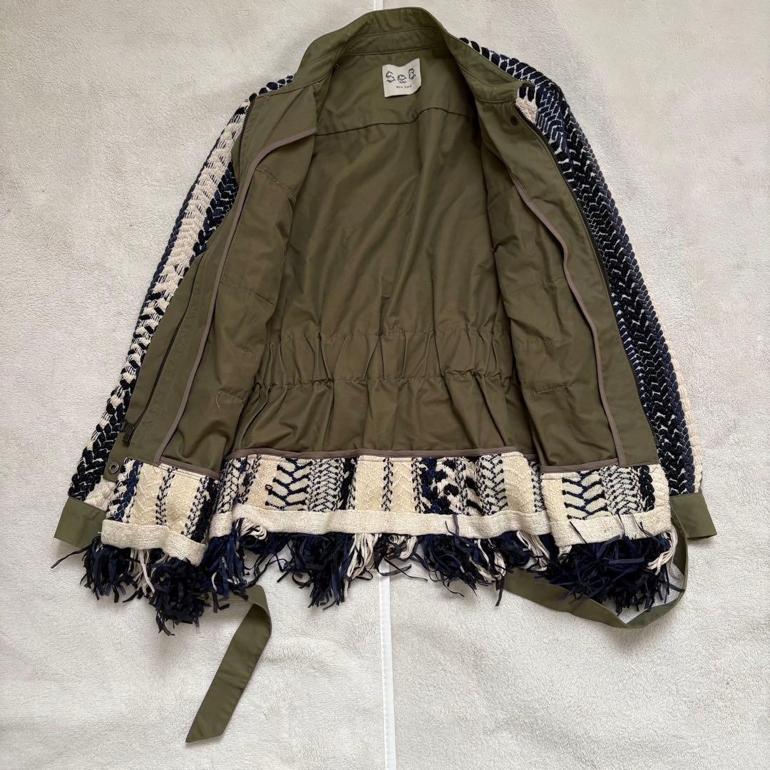 sea newyorkフリンジ付き オリーブミリタリージャケット