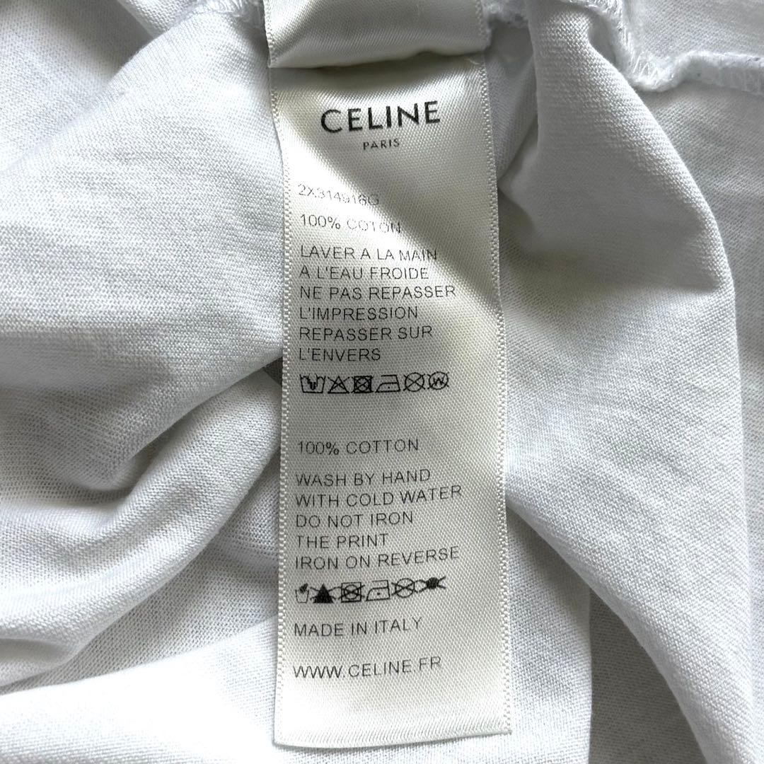 CELINE セリーヌ ロゴプリント ホワイトTシャツ コットン XS