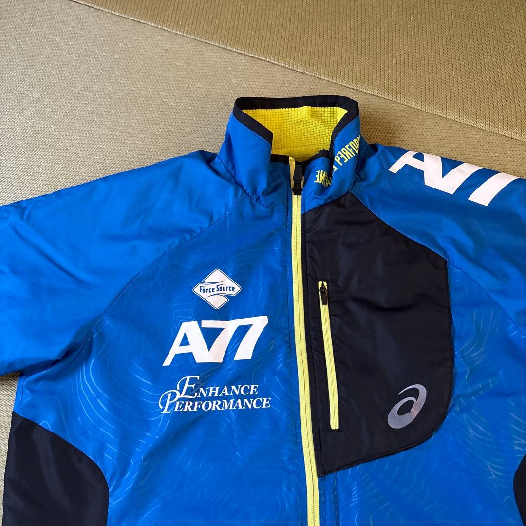 アシックス A77 ウインドブレーカー 上下セット ブルー ブラック　M