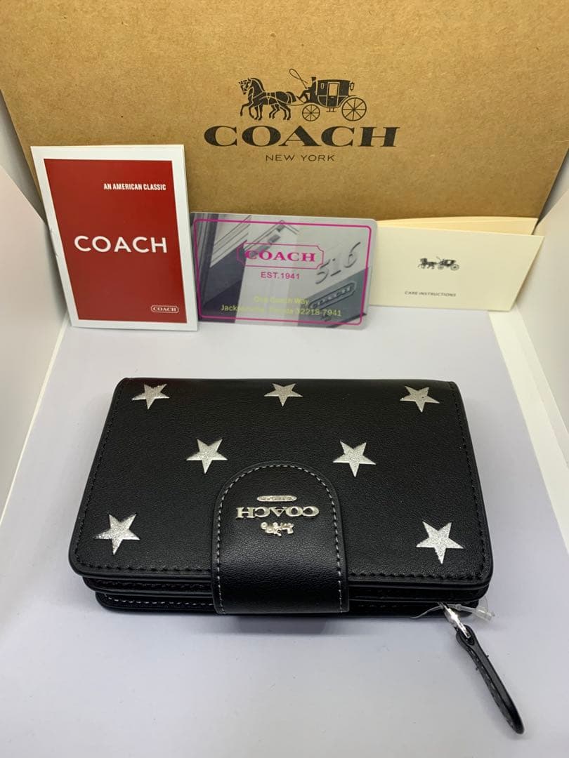 COACH コーチ CW530 二つ折り財布 スタープリント シグネチャー