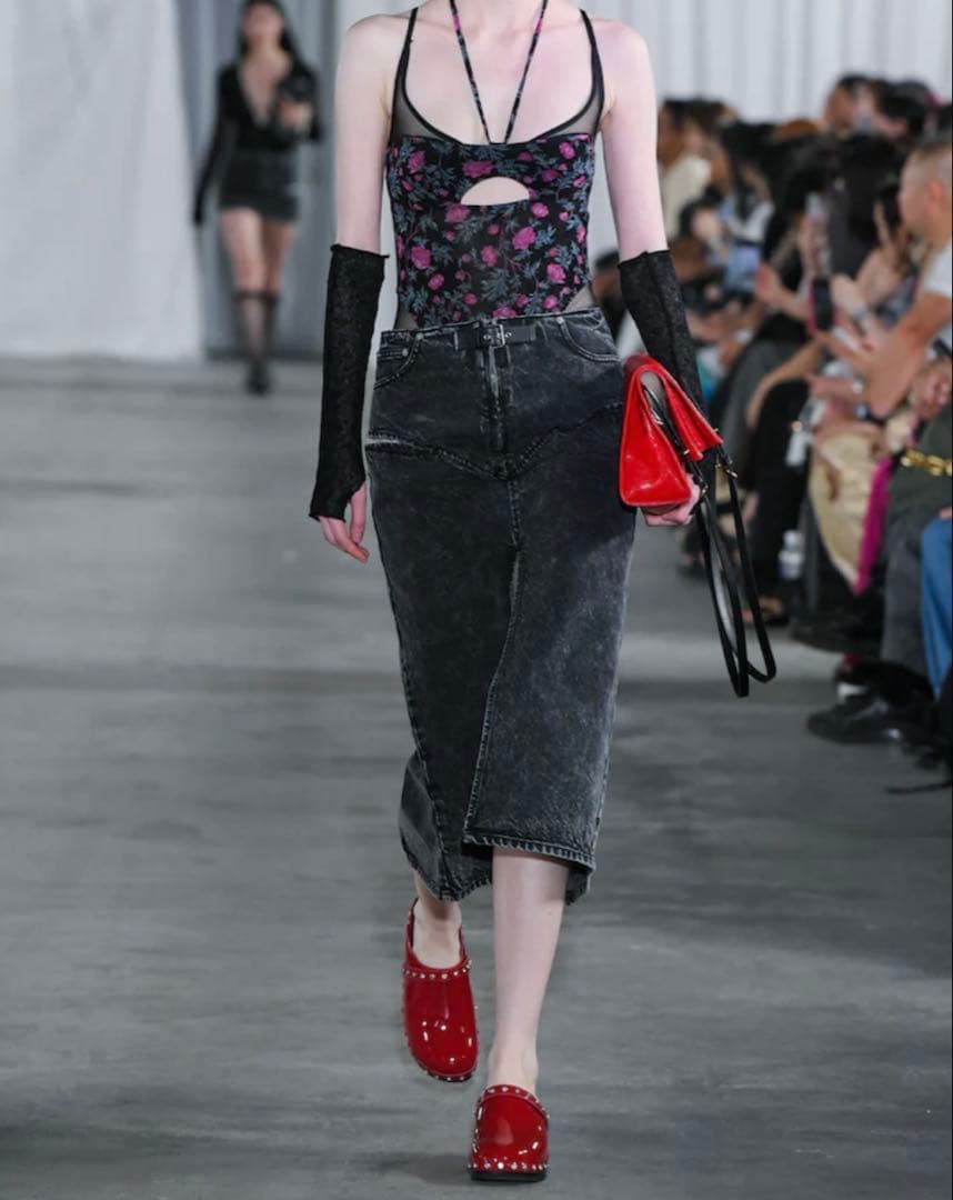 スカート FETICO CUT-OUT DENIM MIDI SKIRT