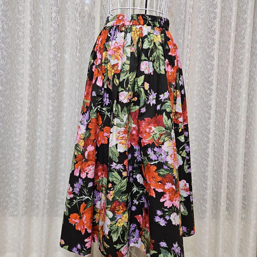 JENNE ジェンヌ ヴィンテージ風フラワーフレアスカート M 花柄 完売品