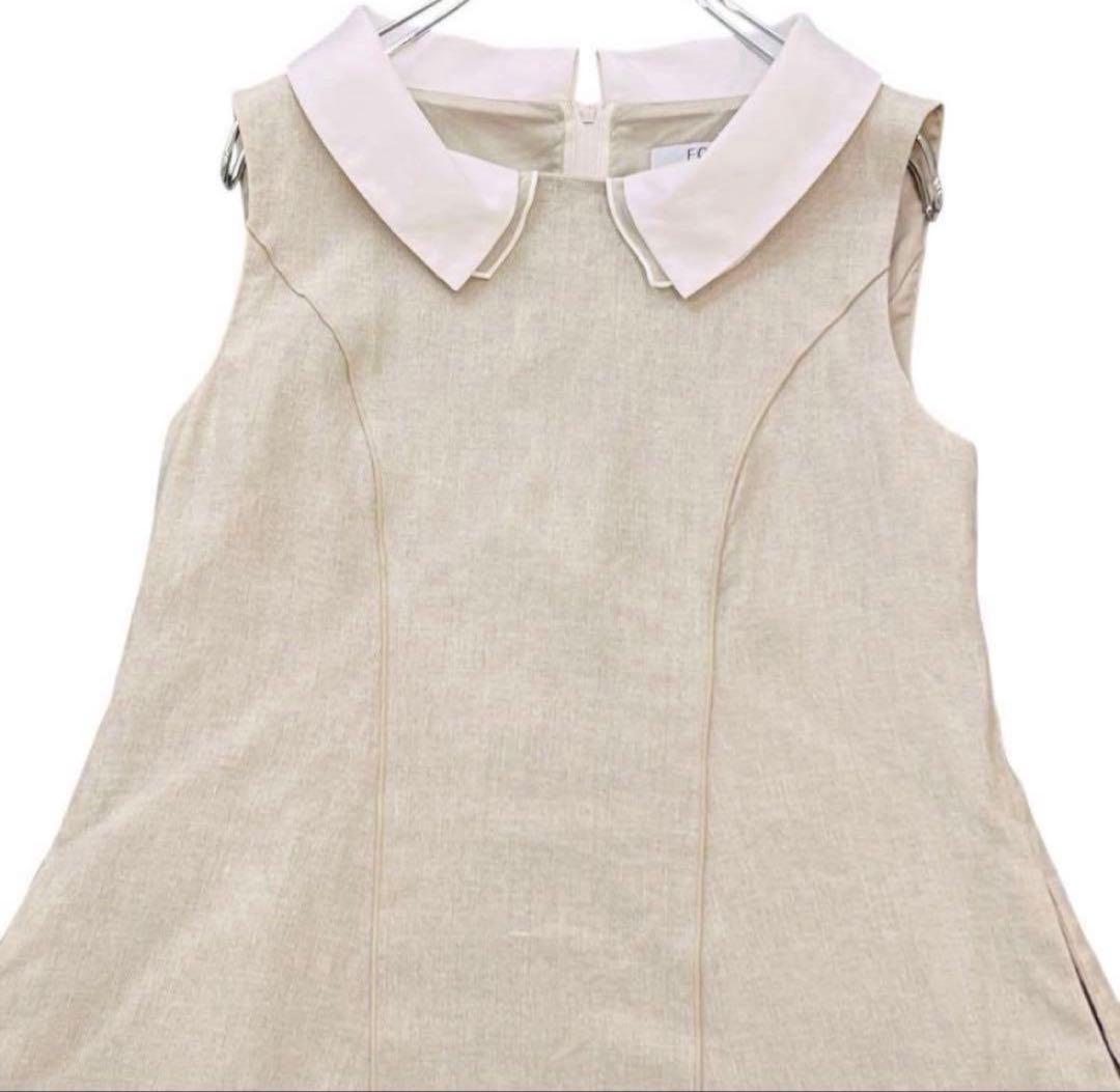 美品 FOXEY フォクシー リネン Aラインワンピース 38 ベージュ