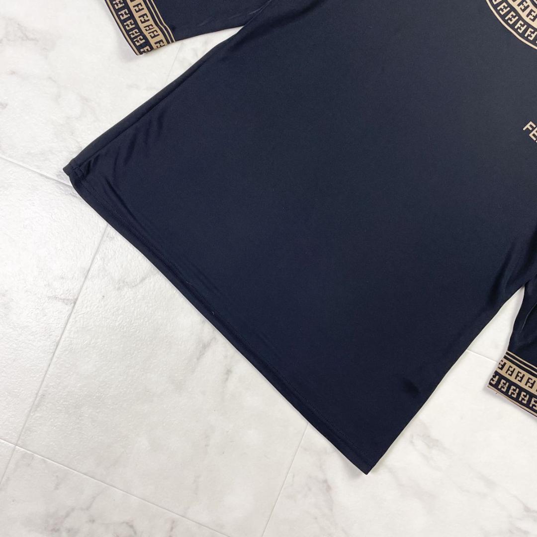 FENDI ズッカ柄 ロゴプリントカットソー 五分袖 黒 M~L*KD310