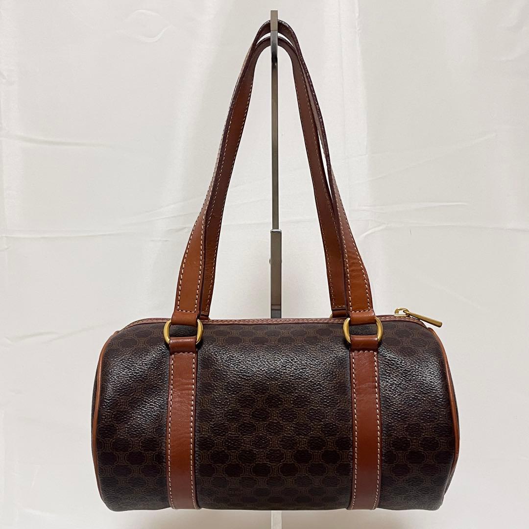 CELINE セリーヌ マカダム ミニボストン ハンドバッグ ブラウン M95