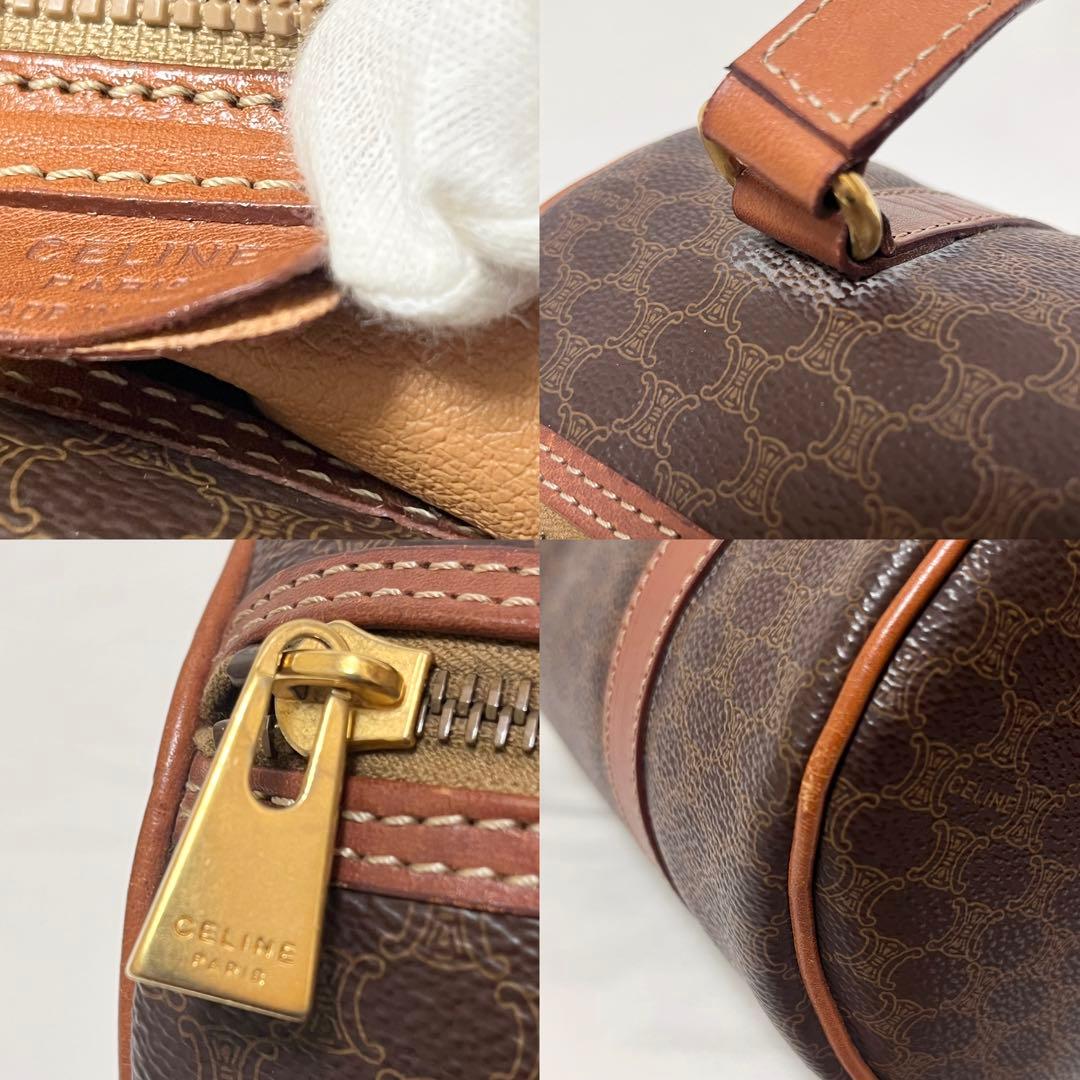 CELINE セリーヌ マカダム ミニボストン ハンドバッグ ブラウン M95