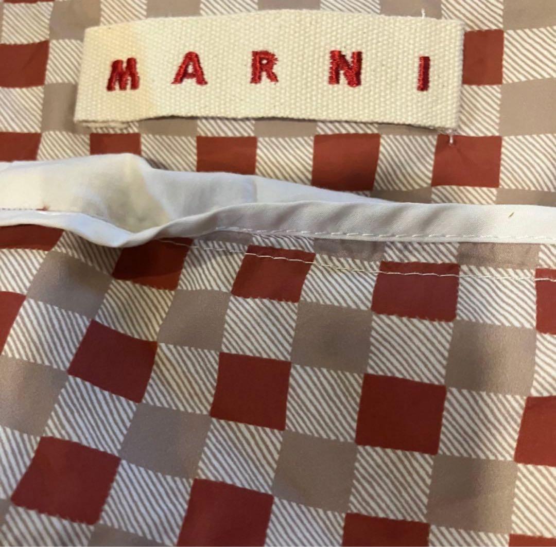 MARNI チェック ラップ風スカート 共布ベルト　赤×ベージュ M イタリア