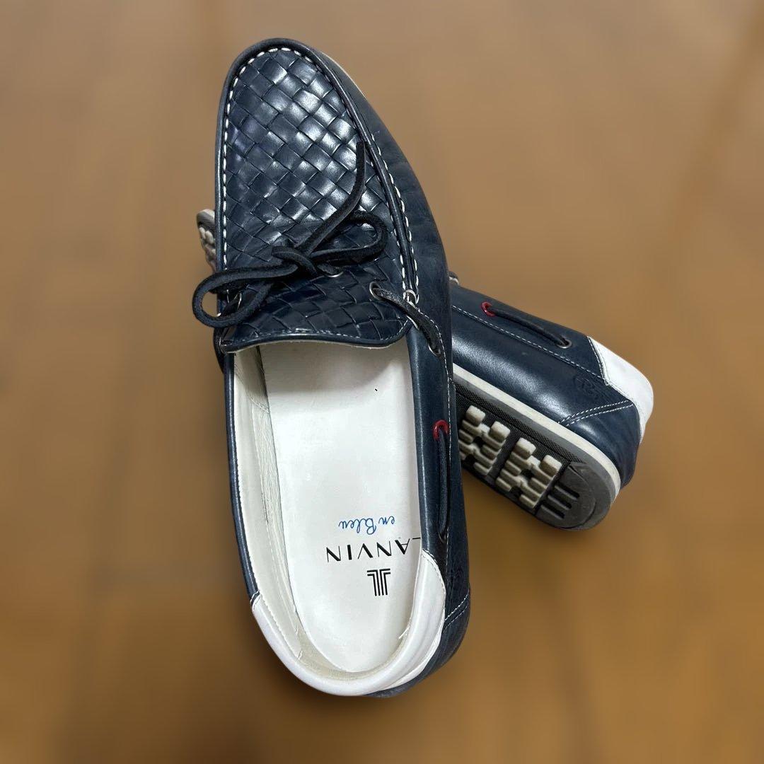 LANVIN en Bleu ネイビー デッキシューズ