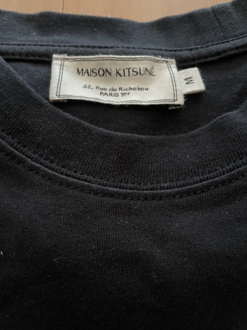 MAISON KITSUNÉ 紺 フォックス刺繍 Tシャツ M