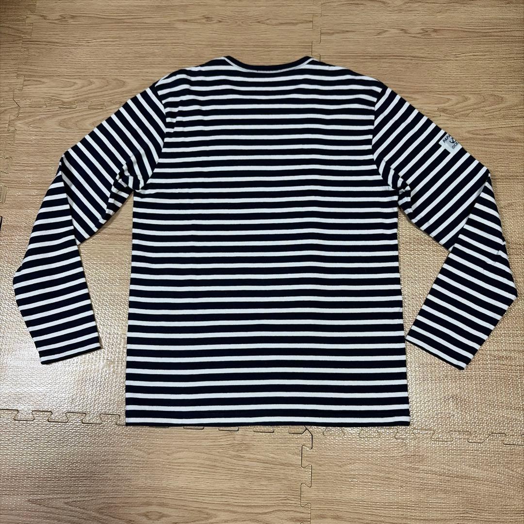 キーちゃん美品Papas+ボーダー柄長袖カットソーTシャツS紺白マリン系