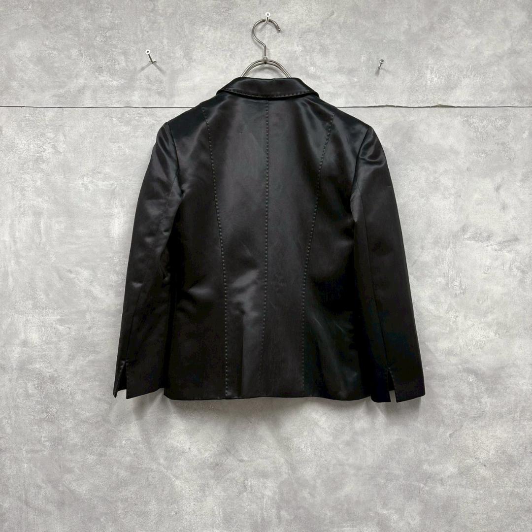 Max Mara ブラックサテン 光沢 テーラードジャケット N2475