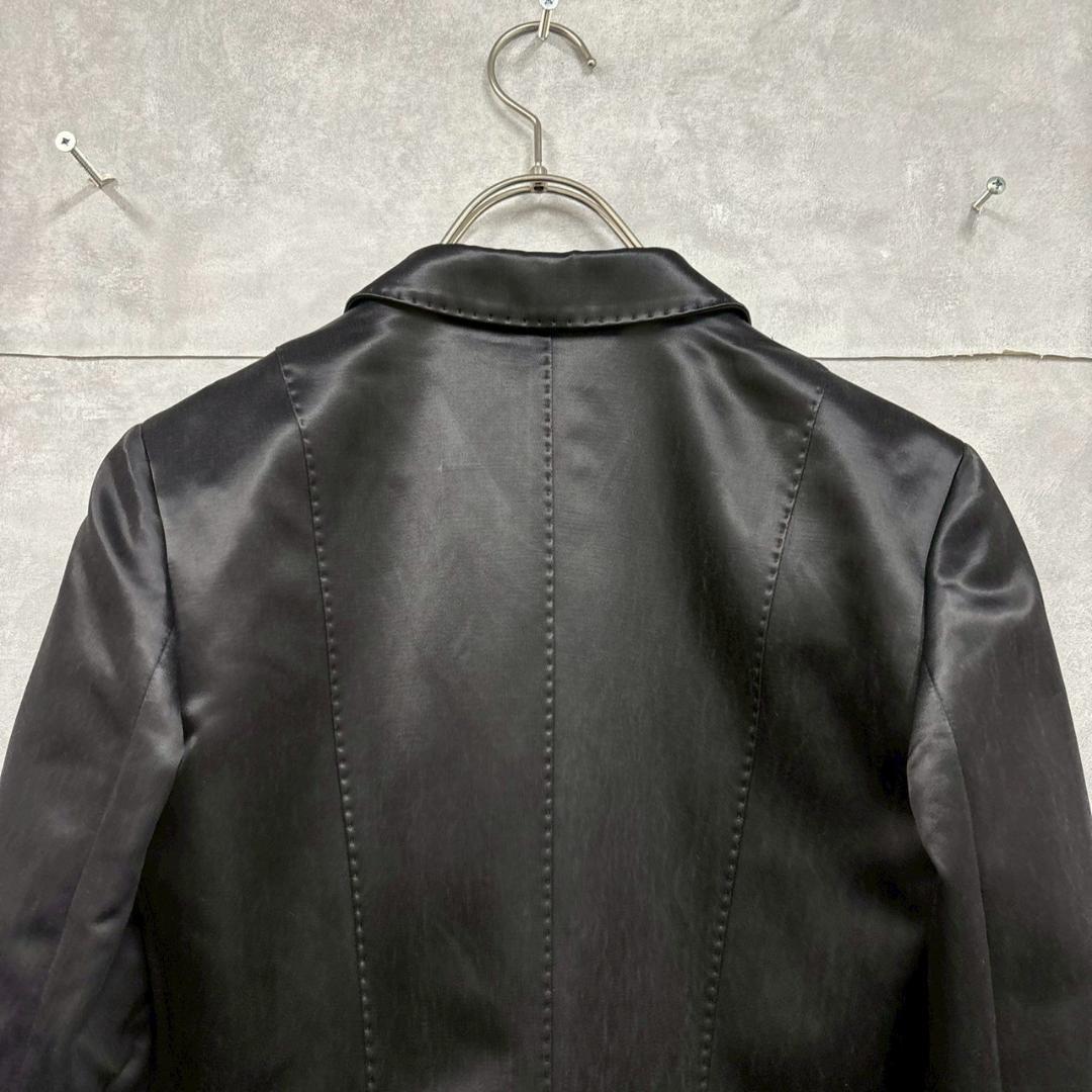 Max Mara ブラックサテン 光沢 テーラードジャケット N2475