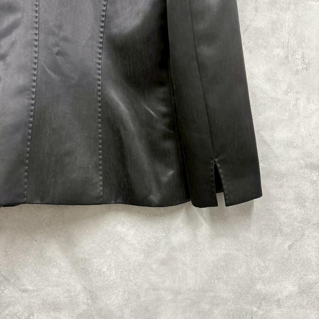 Max Mara ブラックサテン 光沢 テーラードジャケット N2475