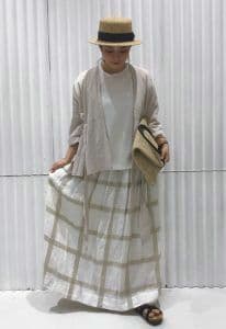 ichi Antiquites ラティスチェックスカート